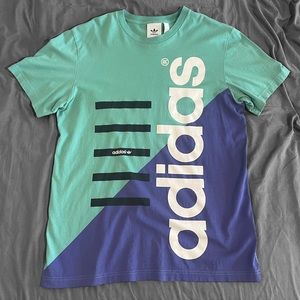 Adidas Trefoil Graphic Tee Seafoam Green and Purple Men’s Large EUC